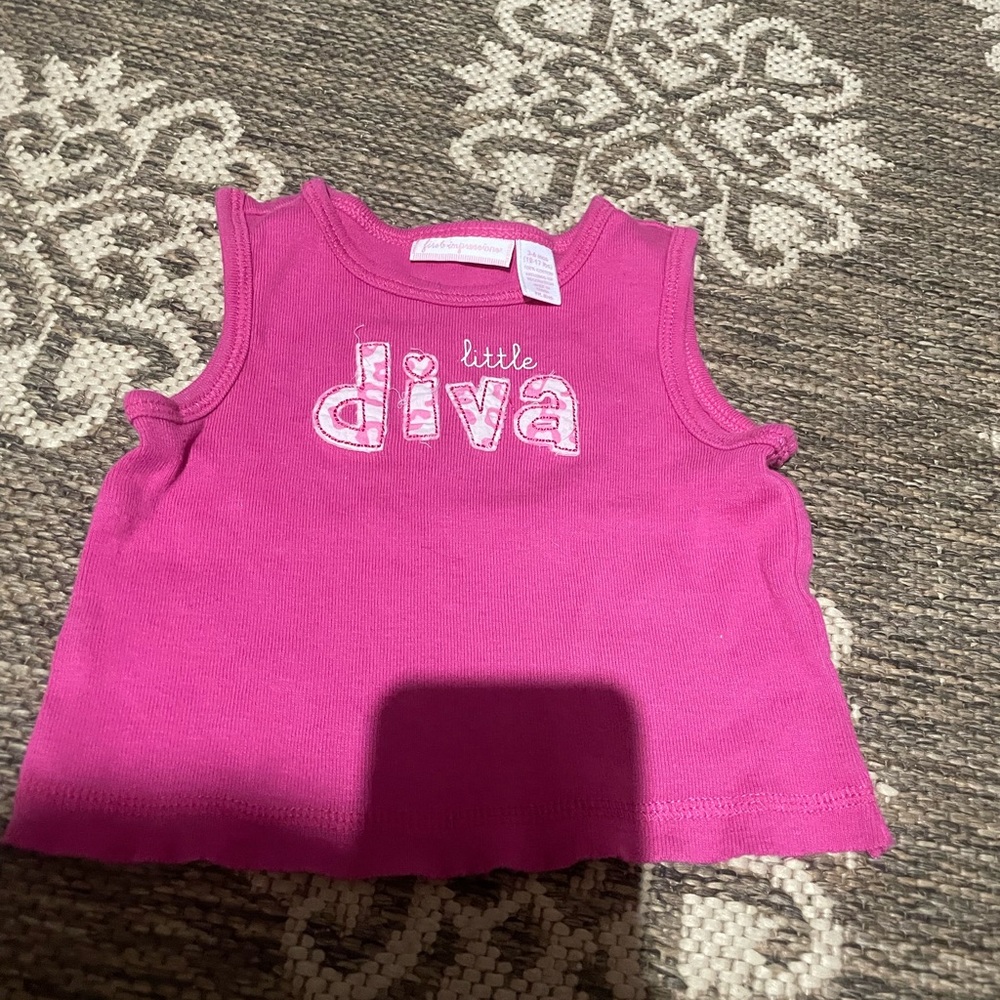 Baby‎ girl y2k Little Diva Pink Kids Tank Top 3-6 month
